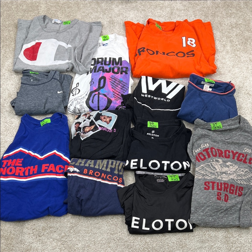 Men T-Shirt Lot Wholesale Reseller Mixed Sizes Champion North Face Lucky Broncos
